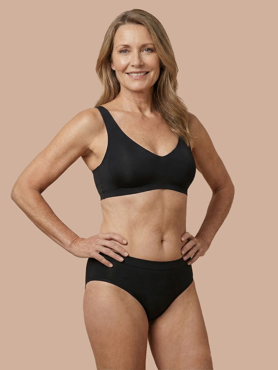 Slip senza cuciture | Perdite urinarie leggere | Ultra morbido e senza cuciture | 100% anti-perdita e Cotone Biologico | Nero | mutande mestruali