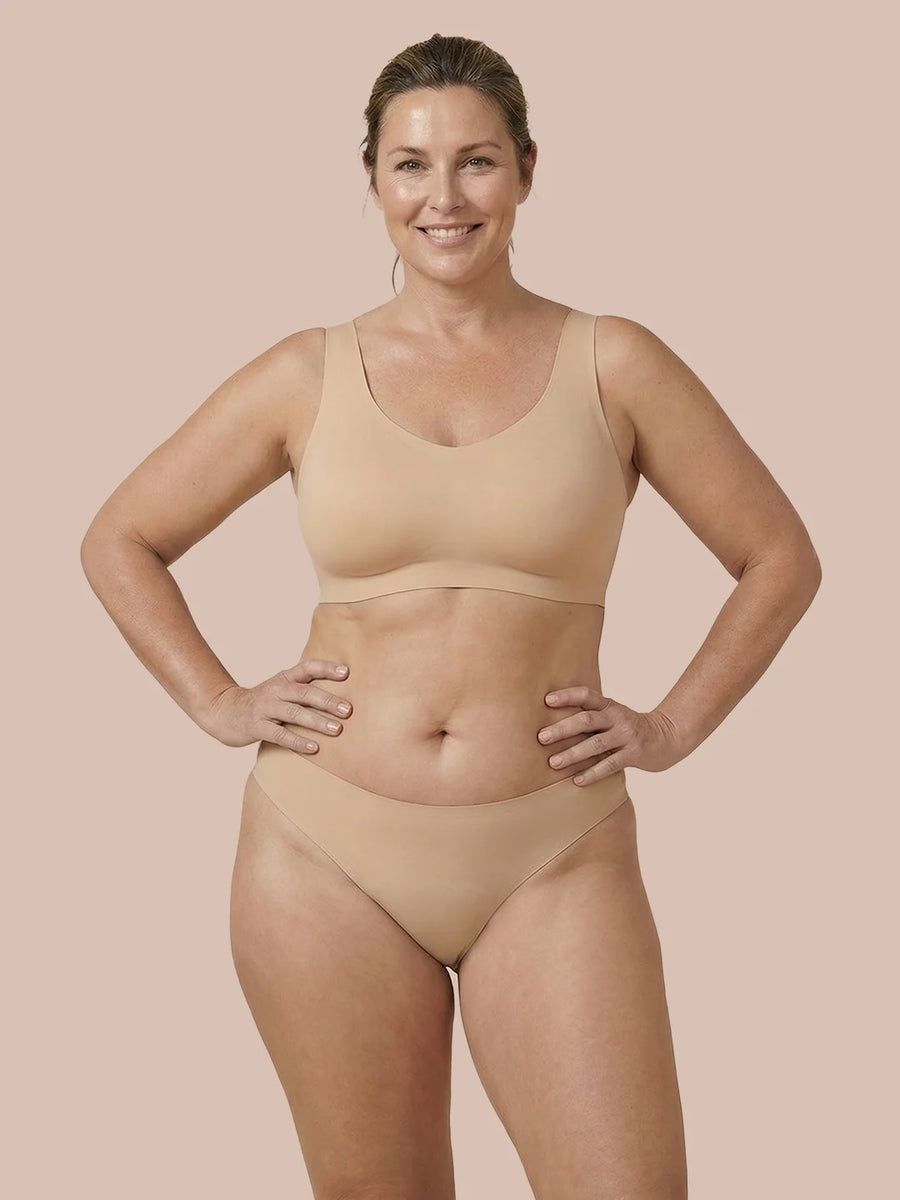 Brasiliana senza cuciture | Perdite di urina leggere | Ultra morbido e senza cuciture | 100% anti-perdite & Cotone Biologico | Apricot | mutande mestruali