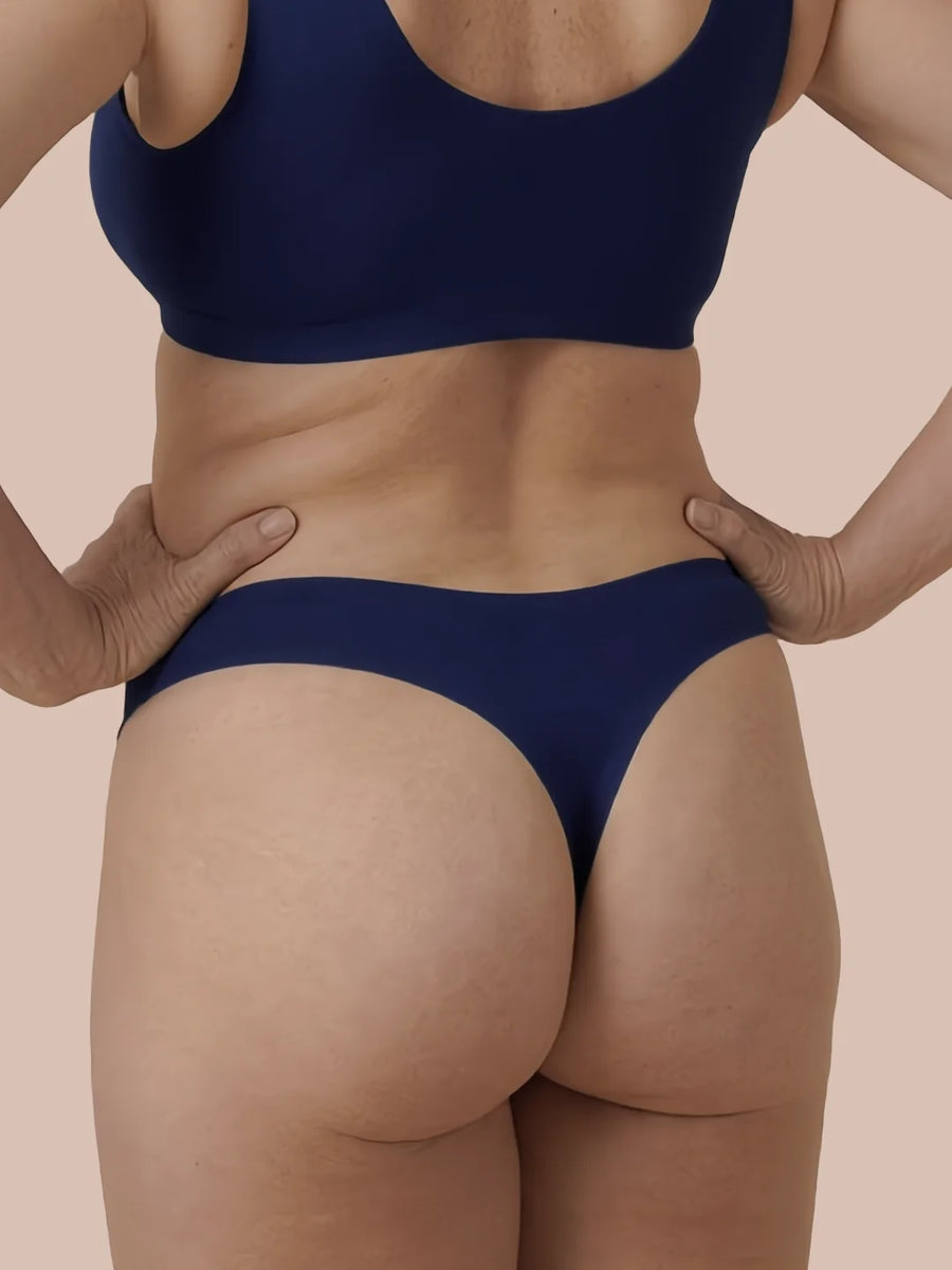 Brasiliana senza cuciture | Perdite urinarie leggere | Ultra morbido e senza cuciture | 100% anti-perdita e cotone biologico | Blu | mutande mestruali