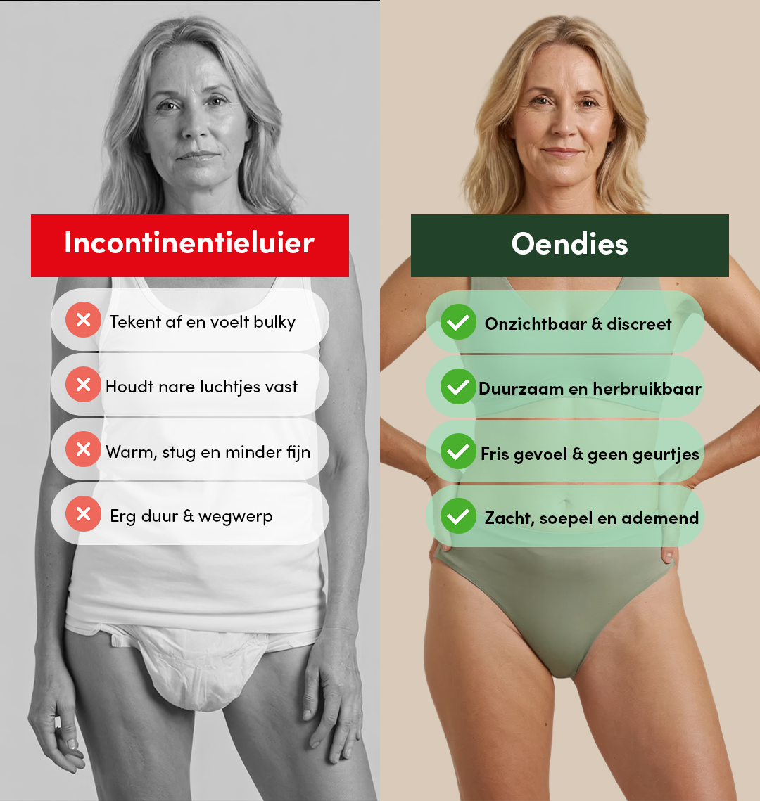 High Waist Brief | Incontinenza pesante | Ultra morbido e senza cuciture | 100% anti-perdite e Cotone Organico | Verde | mutande per incontinenza