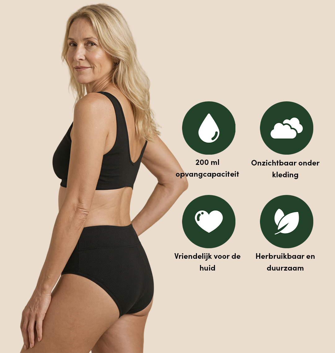 Classic Brief | Perdite urinarie abbondanti | 100% anti-perdite, giorno e notte | Nero | mutande mestruali