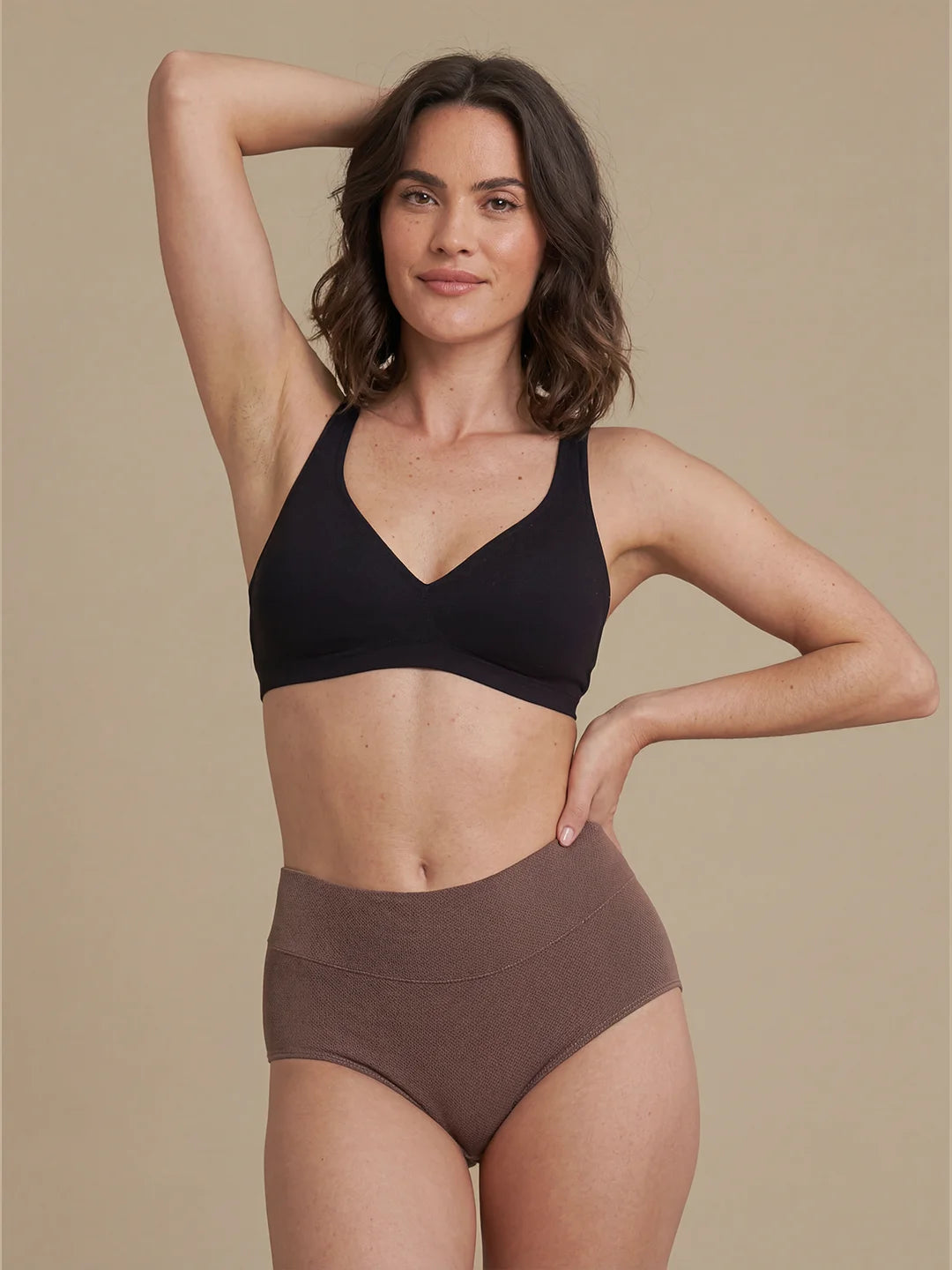Huggster Brief | 100% anti-perdite, giorno e notte | Marrone | mutande mestruali