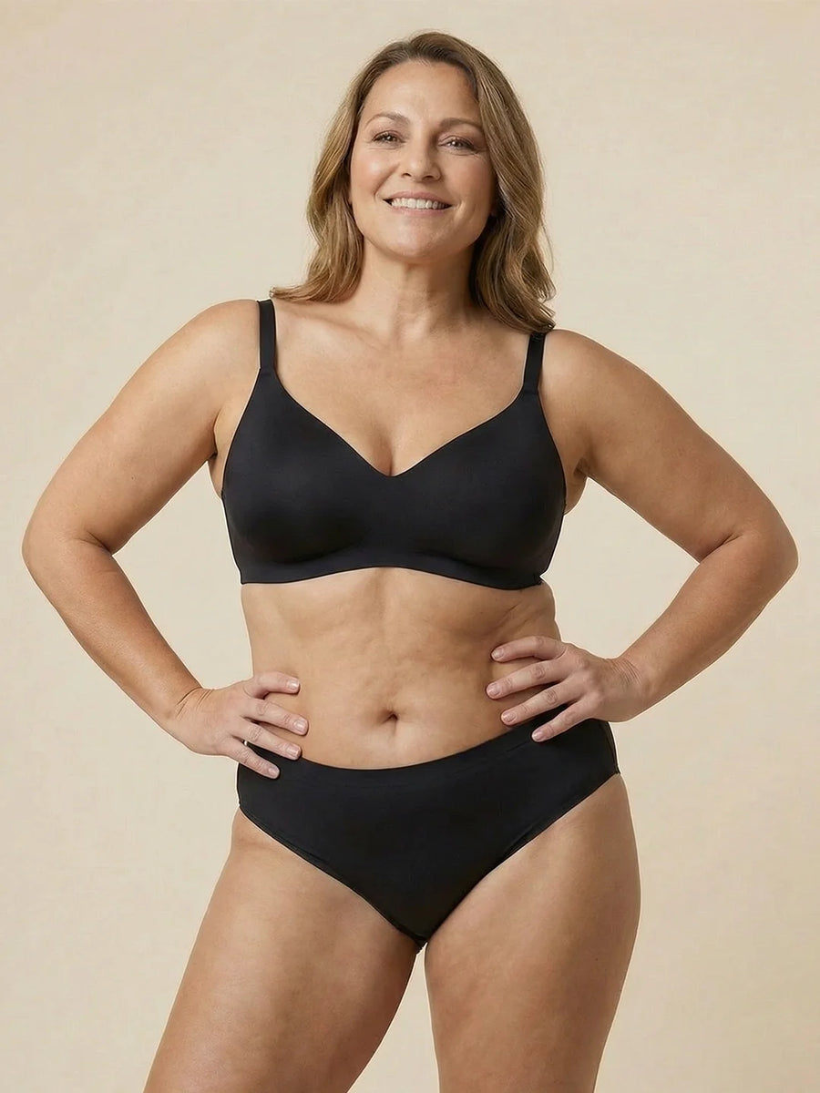 High Waist Brief | Perdita di urina pesante | Ultra morbido e senza cuciture | 100% anti-perdita e Cotone Organico | Nero | mutande per incontinenza