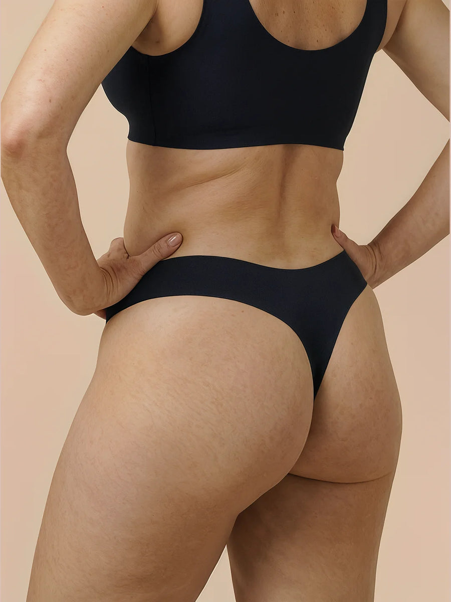 Braziliana senza cuciture | per perdite urinarie leggere | Ultra morbida e senza cuciture | 100% anti-perdite e cotone biologico | Nero | mutande mestruali