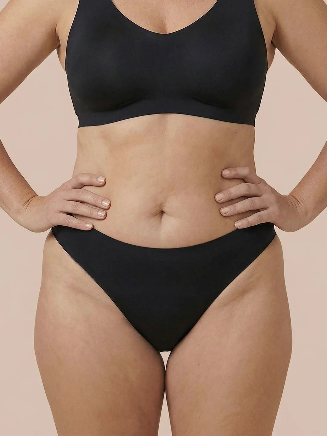 Braziliana senza cuciture | per perdite urinarie leggere | Ultra morbida e senza cuciture | 100% anti-perdite e cotone biologico | Nero