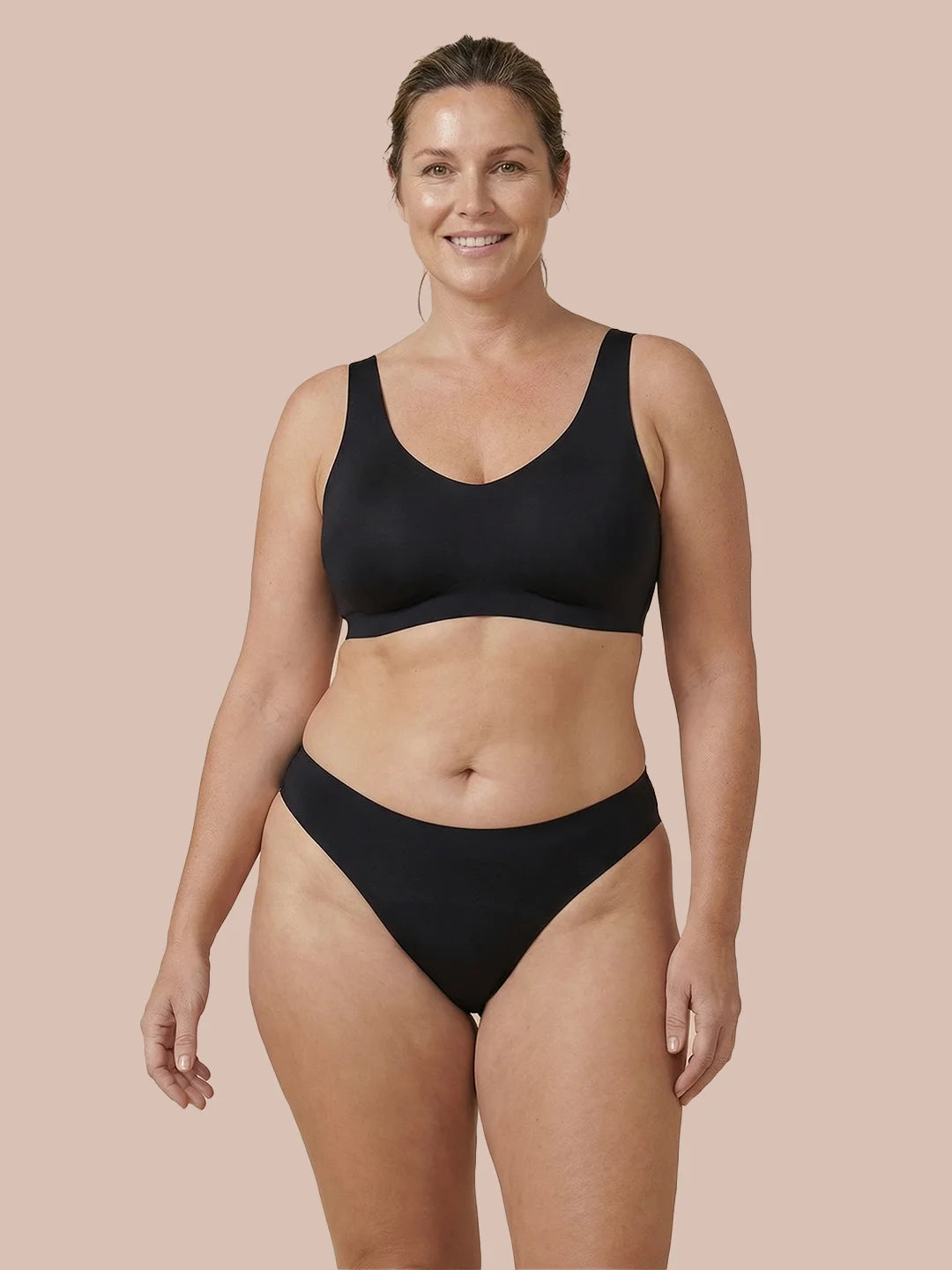 Braziliana senza cuciture | per perdite urinarie leggere | Ultra morbida e senza cuciture | 100% anti-perdite e cotone biologico | Nero