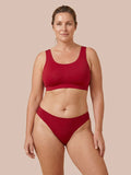 Braziliana senza cuciture | Lievi perdite urinarie | Ultra morbido e senza cuciture | 100% anti-perdita e Cotone Organico | Rosso