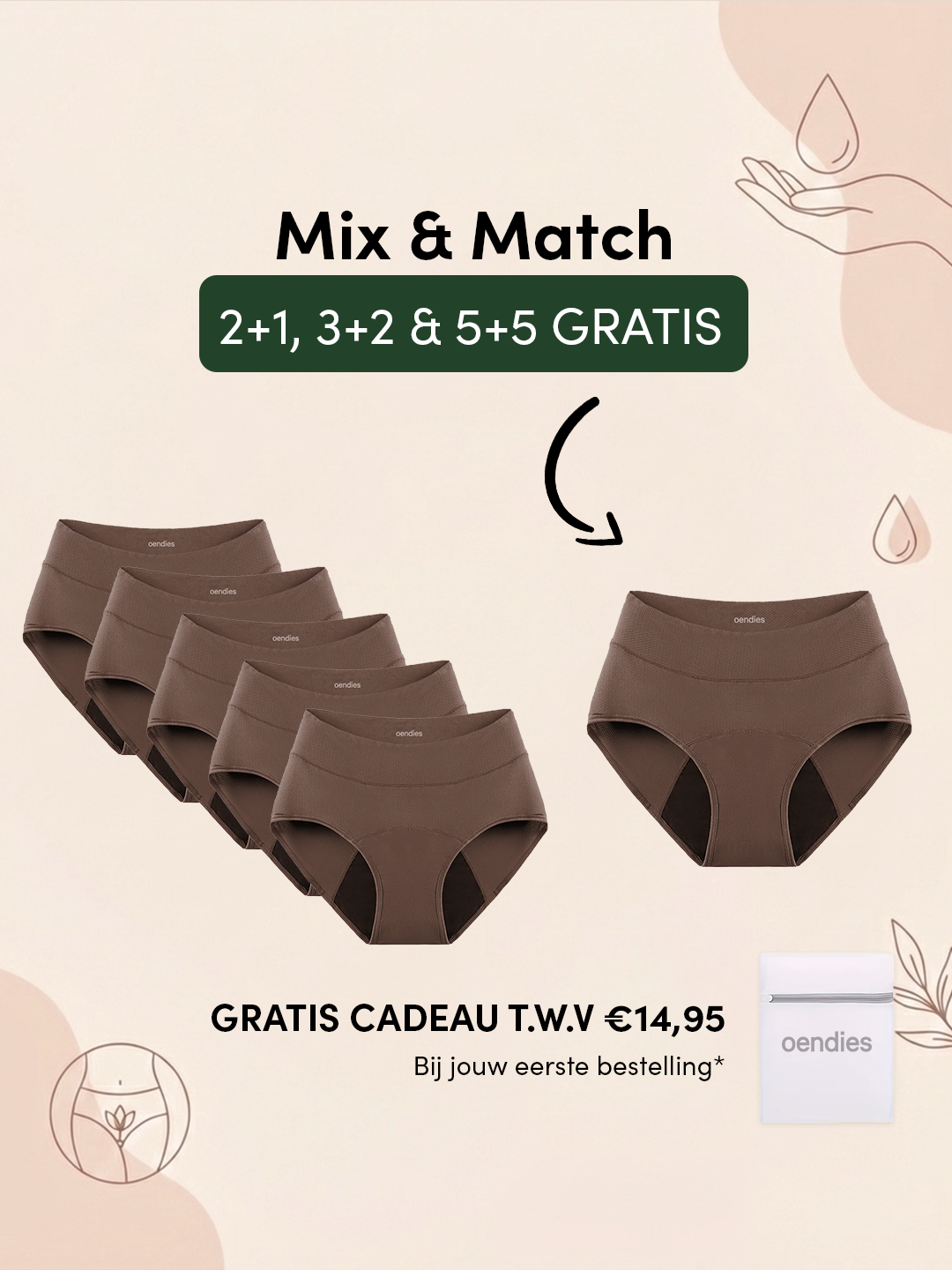 Huggster Brief | Confezione da 10 | Perdite Urinarie Abbondanti | 100% anti-perdite, giorno e notte | Marrone