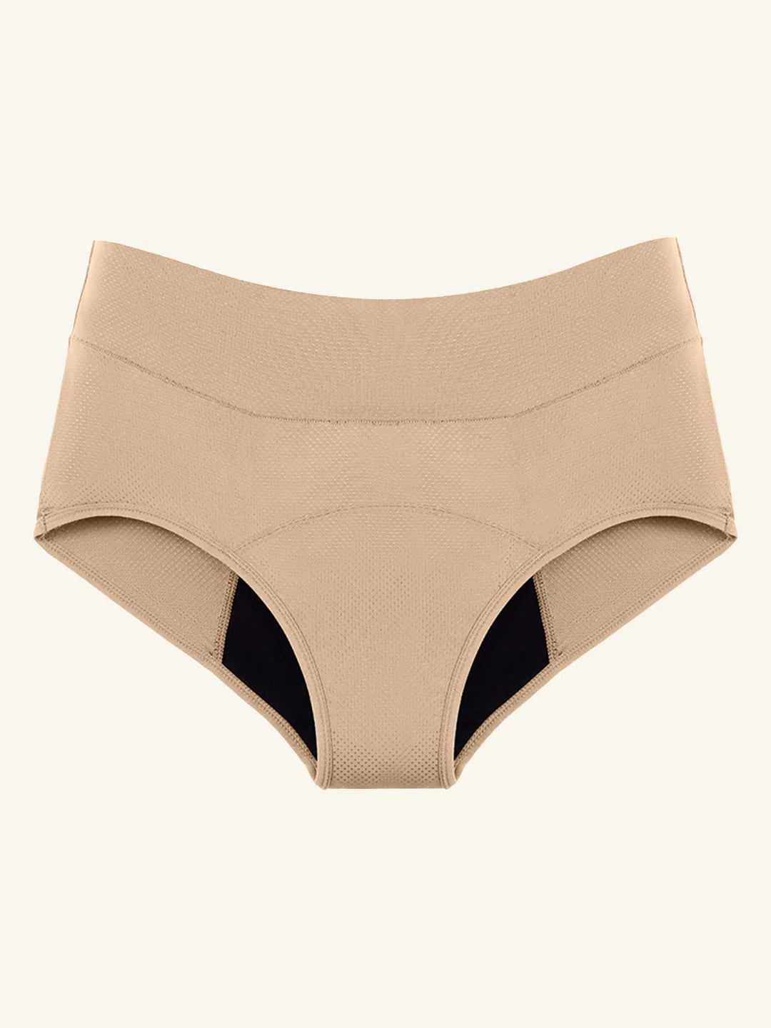 Menstruatie ondergoed apricot, losse classic brief in vooraanzicht tegen een lichte achtergrond